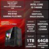 Na zdjęciu znajduje się komputer MAD DOG DEEPCOOL-I17DR64 z opisem specyfikacji: karta graficzna AMD XFX SWIFT RX 9070XT Triple Fan Gaming Edition 16GB, procesor Intel Core i5-14600K, płyta główna MSI B760 Gaming Plus WiFi, chłodzenie Deepcool AK620 Digit