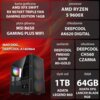 Na zdjęciu znajduje się komputer MAD DOG DEEPCOOL-A18DR64 z opisem specyfikacji: karta graficzna AMD XFX SWIFT RX 9070XT TRIPLE FAN GAMING EDITION 16GB, procesor AMD RYZEN 5 9600X, płyta główna MSI B650 GAMING PLUS WIFI, chłodzenie DEEPCOOL AK620 DIGITAL,