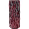 Na zdjęciu znajduje się bordowy roller z falistą, teksturowaną powierzchnią, w odcieniach bordowym i szarym. Produkt ma cylindryczny kształt i jest przeznaczony do ćwiczeń lub masażu.