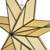 Zdjęcie przedstawia dekoracyjną gwiazdę o geometrycznym wzorze, wykonaną z materiału w odcieniach złota i czerni, z widocznym białym sznurkiem do zawieszenia. Produkt to "Gwiazda dekoracyjna SASKA GARDEN 50 cm".