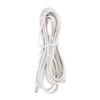 Na zdjęciu widoczny jest zwinięty biały kabel z metalową końcówką, spięty białą opaską. Na kablu znajdują się oznaczenia techniczne, takie jak "300V" i "AWM".
