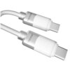 Na zdjęciu widoczny jest biały kabel USB-C do USB-C o długości 1,5 metra, z oznaczeniem "MOCOLL" na obu końcówkach. Kabel jest przeznaczony do przesyłu mocy do 100W.
