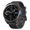 Czarny smartwatch z okrągłą tarczą, na której widoczne są różne wskaźniki, takie jak kroki, tętno, data "THU 24", temperatura "26°C" oraz logo "zeblaze" na dole. Pasek zegarka jest wykonany z ciemnego materiału z zapięciem.