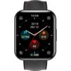 Smartwatch z czarnym paskiem wyświetla tarczę zegara z białymi wskazówkami i czerwonym sekundnikiem, pokazując godzinę 10:08 oraz datę 2019/09/12. Na ekranie widoczne są ikony: słuchawki, budzik, telefon, wiadomość, a także licznik kroków 32768, spalonych