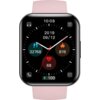 Smartwatch z różowym paskiem wyświetla na ekranie czas 10:08, datę 2019/09/12 oraz informacje: liczba kroków 32768, spalone kalorie 819, tętno 68, poziom naładowania baterii 100%. Na ekranie widoczne są także ikony słuchawek, wiadomości, telefonu i ustawi