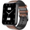 Smartwatch z brązowo-czarnym paskiem i prostokątną tarczą wyświetla czas z rzymskimi cyframi, dzień tygodnia "MON" oraz datę "09/12". Tarcza jest czarna z białymi wskazówkami i oznaczeniami.