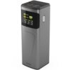 Szary powerbank o prostokątnym kształcie z zaokrąglonymi krawędziami, posiada wyświetlacz pokazujący poziom naładowania baterii oraz moc wyjściową 150W i 100W. Na obudowie widoczne jest logo "hama".