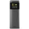 Szary powerbank z wyświetlaczem pokazującym informacje: "TOTAL OUTPUT 200W", "TOTAL INPUT 100W", "100%", oraz specyfikacje portów USB-C i USB-A. Na dole obudowy widoczne jest logo "hama".