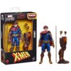 Pudełko z figurką przedstawia postać Gambita z serii Marvel Legends X-Men, zawierającą dodatkowe akcesoria i części. Na opakowaniu widnieją napisy: "MARVEL LEGENDS SERIES", "WARNING: CHOKING HAZARD - small parts. Not for children under 3 years", "BUILD A 