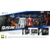Na zdjęciu znajduje się grafika promująca konsolę PlayStation 5 z grą EA Sports FC 26, przedstawiająca dwóch piłkarzy na stadionie oraz opakowania konsoli z grą. Widoczny jest tekst: "ZESTAW KONSOLA Z GRĄ EA SPORTS FC™ 26*" oraz logo PlayStation i oznaczenie wiekowe 3+.