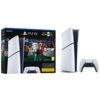 Pudełko konsoli PlayStation 5 Digital Edition z grafiką przedstawiającą dwóch piłkarzy na boisku oraz logo "EA FC26" i "HYPERMOTION". Obok znajduje się konsola w kolorze białym oraz biały kontroler z czarnymi elementami.