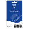 Niebieskie opakowanie z białym logo "3mk" na górze oraz napisem "premium protection Watch Protection™". Na dole znajdują się ikony z informacjami: "FULL SCREEN protection", "3 pcs.", "0.2 mm thickness" oraz kod QR z napisem "Watch Protection™ How to install: tutorial.3mk.pl/wp".