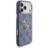 Niebiesko-złote etui na telefon z widocznym wzorem 4G i logo "GUESS" w dolnej części. Etui ma złote akcenty wokół aparatu i przycisków.