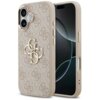 Różowo-złote etui na telefon z widocznym wzorem 4G i dużym, złotym logo GUESS na tylnej części. Na etui znajduje się również napis "GUESS" w dolnej części.