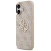Etui na telefon w kolorze różowo-złotym z wzorem 4G i dużym logo GUESS na środku. Na powierzchni etui widoczny jest powtarzający się wzór z literami "G".