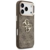 Brązowo-złote etui na telefon z widocznym wzorem 4G i dużym logo GUESS na środku. Na dole etui znajduje się napis "GUESS".