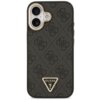 Czarno-złote etui na telefon z teksturą wytłoczonych wzorów i trójkątnym logo z napisem "GUESS U.S.A." oraz symbolem zapytania. Etui posiada wycięcia na aparat i przyciski.