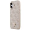 Etui do telefonu w kolorze różowo-złotym z wzorem 4G i trójkątnym logo GUESS na dole. Etui posiada wycięcia na aparat i przyciski boczne.