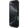Czarne etui na telefon z widocznymi przyciskami bocznymi i wycięciem na aparat, ekran telefonu wyświetla abstrakcyjny wzór z ciemnymi i jasnymi okręgami. Produkt jest przeznaczony do modelu Apple iPhone 17 Pro.