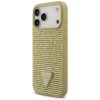 Złote etui na telefon ozdobione jest licznymi błyszczącymi kamieniami, z trójkątnym logo "GUESS U.S.A" umieszczonym w dolnej części. Etui posiada wycięcia na aparat i przyciski boczne.