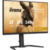 Monitor marki iiyama z serii G-Master, model GB3290QSU, wyświetla grafikę z napisem "32" 80cm IPS 2560x1440 240Hz 1ms" oraz "GOLD PHOENIX". Na ekranie widoczna jest postać w hełmie na tle w odcieniach złota.