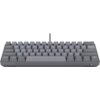 Szara klawiatura mechaniczna z podświetlanymi klawiszami, na której widoczne są napisy takie jak "Esc", "Tab", "Caps", "Shift", "Ctrl", "Alt", "Enter", "Backspace", "Delete", "End", "Page Down", "Fn" oraz logo "ENDORFY" na obudowie. Klawiatura ma kompakto