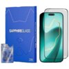 Niebieskie opakowanie z białym napisem "SAPPHIREGLASS" oraz logo "ILERA INNOVATIVE PROTECTION" zawiera szkło hartowane, obok którego znajduje się telefon z nałożonym szkłem ochronnym. Na opakowaniu widoczny jest również mniejszy pakiet z napisem "FOCUS" i logo ILERA.