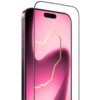 Na zdjęciu widoczny jest smartfon z różowym ekranem, na którym znajduje się złoty, geometryczny wzór. Przed ekranem umieszczone jest przezroczyste szkło hartowane.
