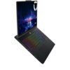 Na zdjęciu widoczny jest otwarty laptop z podświetlaną klawiaturą w różnych kolorach. Na ekranie wyświetlany jest obraz z napisem "Legion" oraz logo w górnym rogu.