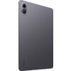 Szary tablet z widocznym podwójnym aparatem w górnym rogu oraz napisem "REDMI" w dolnej części obudowy. Urządzenie ma gładką, matową powierzchnię.