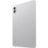 Srebrny tablet z widocznym podwójnym aparatem w górnym rogu oraz napisem "REDMI" w dolnej części obudowy. Urządzenie ma zaokrąglone krawędzie i minimalistyczny design.