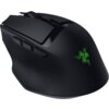 Czarna mysz komputerowa z widocznym logo Razer w kolorze zielonym, posiadająca teksturowaną powierzchnię i kilka przycisków bocznych.