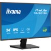 Na zdjęciu widoczny jest monitor z logo "iiyama" oraz napisami: "ProLite X2492HSU", "24” 60.5cm", "IPS", "1920x1080", "SLIM BEZEL", "2x2W" i symbolem "ECO" z liśćmi. Monitor ma cienką ramkę i stoi na prostokątnej podstawie.