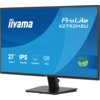Monitor marki iiyama z serii ProLite X2792HSU-B1 o przekątnej 27 cali, rozdzielczości 1920x1080 pikseli, technologii IPS, częstotliwości odświeżania 120Hz i czasie reakcji 3 ms [GTG]. Na ekranie widoczne są ikony i napisy: "27” 68.6cm", "IPS 1920x1080", "SLIM BEZEL", "2x2W" oraz symbol "ECO" z liśćmi.