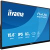 Monitor marki iiyama z widocznym ekranem, na którym znajdują się napisy: "ProLite P1671HSC", "15.6” 39.5cm", "IPS 1920x1080", "0.7 kg PORTABLE", oraz ikony "USB-C" i "MINI HDMI".