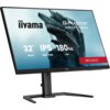 Monitor marki iiyama z serii G-Master Red Eagle, model GB3271QSU-B2, o przekątnej 32 cale, rozdzielczości 2560x1440 pikseli, technologii IPS, częstotliwości odświeżania 180 Hz i czasie reakcji 1 ms [MPRT]. Na ekranie widoczna jest grafika z futurystycznym motywem oraz napisy: "32" 80cm, IPS, 2560x1440, 180 Hz, 1ms" i "RED EAGLE™".