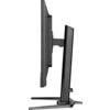 Monitor o smukłej konstrukcji z wąskimi ramkami, zamontowany na solidnej podstawie z możliwością regulacji wysokości. Produkt ma matowy ekran i minimalistyczny design.