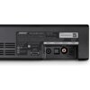 Czarny panel tylni soundbara z widocznymi portami AUX IN, OPTICAL IN, COAXIAL IN oraz POWER, a także etykietą z napisem "BOSE Solo Soundbar Series II" i szczegółami technicznymi, w tym numerem modelu 418775. Na etykiecie znajdują się również informacje o zgodności z przepisami oraz numer seryjny 081614Z93650001AE.