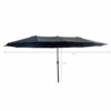 Ciemnoszary podwójny parasol ogrodowy o wymiarach 460x270x245 cm i wadze 12,3 kg. Na zdjęciu widoczne są wymiary parasola: szerokość 460 cm i wysokość 245 cm.