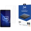 Na zdjęciu widoczny jest tablet z nałożonym szkłem ochronnym oraz opakowanie produktu 3mk Protection FlexibleGlass™. Na opakowaniu znajdują się napisy: "premium protection", "FlexibleGlass™", "250% stronger", "FIT-IN™ technology", a także logotypy certyfikatów PZH i ROHS.