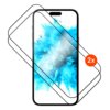 Na zdjęciu widoczny jest telefon z nałożonym szkłem hartowanym, a obok niego znajduje się pomarańczowe kółko z białym napisem "2x". Tło ekranu telefonu jest w odcieniach niebieskiego z efektem rozpryskującej się farby.