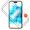 Na zdjęciu znajduje się smartfon z wyświetlaczem wypełnionym niebiesko-białym wzorem przypominającym eksplozję farby, na którym nałożone są dwie przezroczyste osłony ekranu. W prawym dolnym rogu widnieje pomarańczowe kółko z białym napisem "2x".