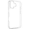 Przezroczyste etui na telefon z wycięciem na aparat, widoczne są przyciski boczne oraz logo "FIXED" na dole. Produkt ma gładką powierzchnię i jest przeznaczony do modelu Apple iPhone 17.