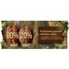 Na zdjęciu widoczne są dwa ziarna kawy z napisami "80% ARABICA" i "20% ROBUSTA" na tle krajobrazu z roślinnością. Obok znajduje się tekst: "Pochodzenie, gatunek, odmiana, region", a poniżej: "Pochodzenie: Ameryka, Afryka, Azja" oraz "Gatunek: ARABICA 80%,
