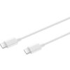 Biały kabel z dwoma złączami USB-C na obu końcach, widoczny na białym tle.