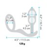 Na ilustracji widoczny jest schematyczny rysunek produktu z wymiarami: 1.2" / 3 cm, 1.6" / 4.2 cm, 3.7" / 9.5 cm, 4.2" / 10.7 cm, 4.5" / 11.5 cm oraz waga 128 g.