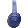 Niebieskie słuchawki nauszne z widocznym logo "JBL" na nauszniku oraz napisem "TUNE" na pałąku. Słuchawki mają gładką powierzchnię i nowoczesny design.