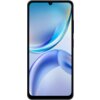 Smartfon z dużym wyświetlaczem, na którym widoczna jest abstrakcyjna, kolorowa grafika w odcieniach niebieskiego i fioletowego. Obudowa urządzenia jest czarna, a na ekranie nie ma widocznych ikon ani tekstu.