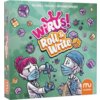 Okładka gry towarzyskiej "Wirus! Roll & Write" przedstawia ilustrację dwóch postaci w maskach i fartuchach laboratoryjnych, trzymających pipetę i notatnik, otoczonych kolorowymi kostkami i wirusami. Na zielonym tle widnieje tytuł gry oraz nazwiska autorów: Paloma J. Pascual i Abraham Sánchez, a w rogu znajduje się logo "muduko".