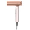 Różowa suszarka do włosów o mocy 1500W z prostym, nowoczesnym designem, posiadająca cylindryczną głowicę i ergonomiczny uchwyt. Kabel zasilający wychodzi z dolnej części uchwytu.